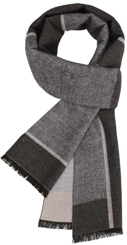 Niwicee Sciarpa Uomo Invernale Classica ed Elegante - Linea Reticolo, Calda d'Autunno e Inverno, Termica Morbida Casual Business, Elasticità Lungo Regalo 180x30cm Grigio Chiaro