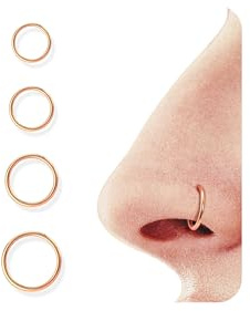BodyBonita 4 Stück 18G 316L Edelstahl Nasenpiercing Ring Helix Piercings Septum Klicker Nasenring Reifen Knorpel Conch Rook Tragus Ohrringe Piercing Schmuck Hypoallergen für Frauen Männer Roségold
