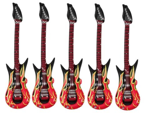 UPKOCH 5stücke Aufblasbare Flammen-Gitarre Musikinstrumente Für Mädchen Party-Dekoration Für Geburtstagsfeiern Und Rock-Events Leicht Und
