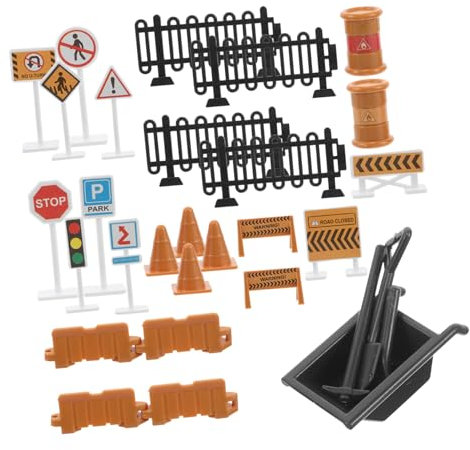 GARVALON 30pcs Educational Traffic Sign Models for Boy Girl Safe Materials Versatile Play for Home and School Learning Scenarios Fun Road Signs for Interactive Learning and Teamwork