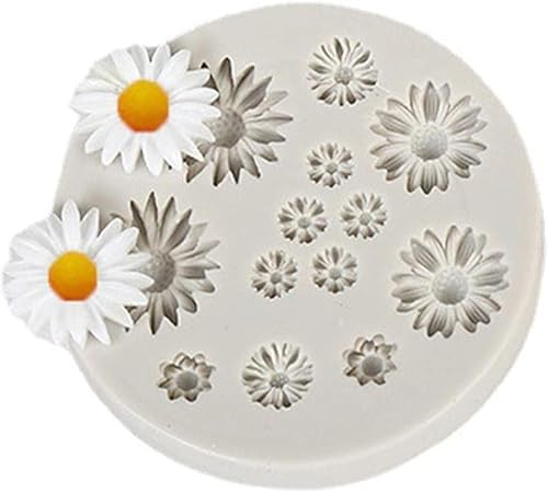 Cute Flower Silicone Molds Daisy Shape Fondant Candy Mould Mini Flower Chocolate Molds for Cake Decoration Cupcake Topper Fudge Polymer Clay