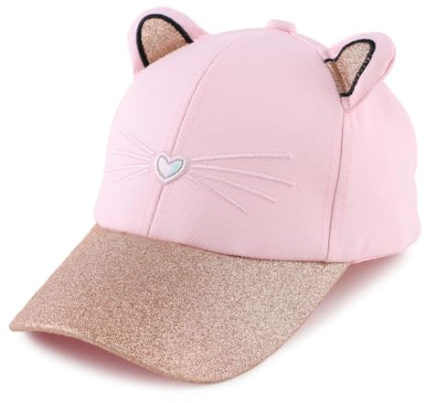 MniJiza Cappello da Sole Estivo da Bambina Gatto Farfalle Floreali Cappello da Bambina (4-8Anni, Gatto Rosa)