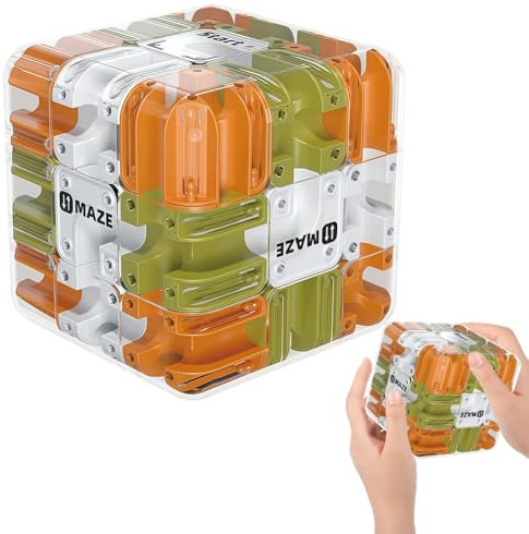 Large Labyrinth 3D Puzzles Maze Cube, 3D Labyrinth Spiel Puzzle Spiel, 2-in-1 Kugellabyrinth Zauberwürfel Spielzeug, Interaktives Würfel Labyrinthspiel, Lernspielzeug Geschenk