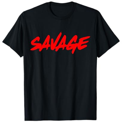 Maglietta con Logo Rosso Savage Shirt Maglietta