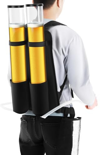 Dispenser di liquori a parete a 2 scomparti, in acrilico, per birra e vino, colore nero trasparente, colonna di birra, birra, birra, birra, birra, birra, birra, birra, birra, biberon, biberon, con