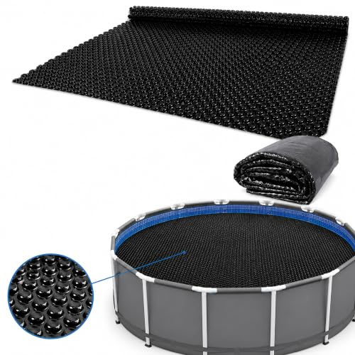Mucola Solarfolie Pool Poolabdeckung rund zuschneidbar Ø 549 cm Schwarz | PE-Luftkammern isolieren, spart bis 70% Heizkosten, weniger Verdunstung, hält Blätter und Schmutz fern, inkl. Ösen