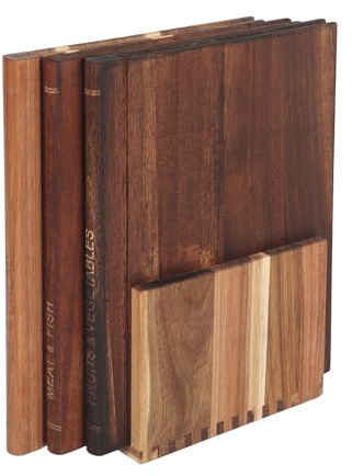 WHmiaojin Cutting Board that Looks Like Books,Wood Cutting Board Set of 3, Book-Shaped Chopping Blocks with Vertical Storage Stand, Wooden Butcher Block for Meat, Vegetables, Bread, Kitchen Gift