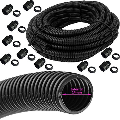 Loops 10m – 20mm Outdoor/External Cable Conduit Ducting | OUTSIDE LED LIGHTS – Waterproof Flexible Enclosure Trunking Tube – Hose Pipe Wire Protection, Suitable for Concrete Burial Installations