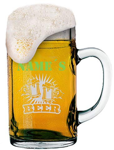 MeinGlas GmbH - Boccale graduato da 1 l, con logo inciso e nome a scelta, 1 litro birra