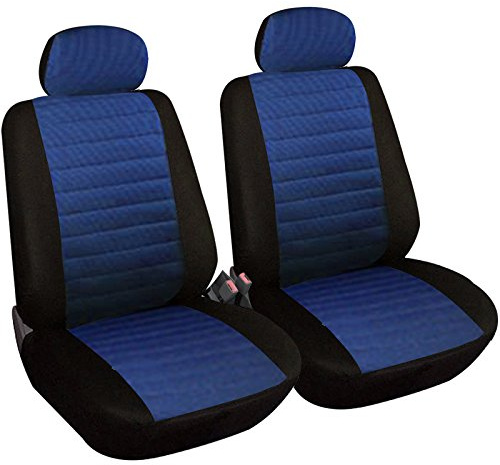 eSituro 2 STK. Auto Sitzbezüge Vorne Universal Autositzbezug (blau) | Auto Schonbezug Schoner aus Polyester Autositzbezüge Einzelsitzbezug