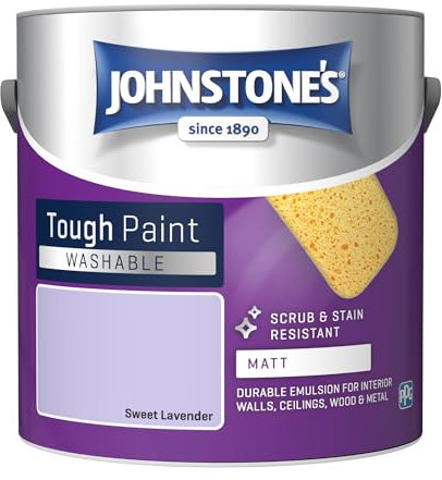Johnstone's - Washable Paint - Sweet Lavendar - Matt Finish - Emulsion Paint - Highly Durable - Stain Resistant - Non Toxic & Low Odour - 12m2 Coverage per Litre - 2.5L