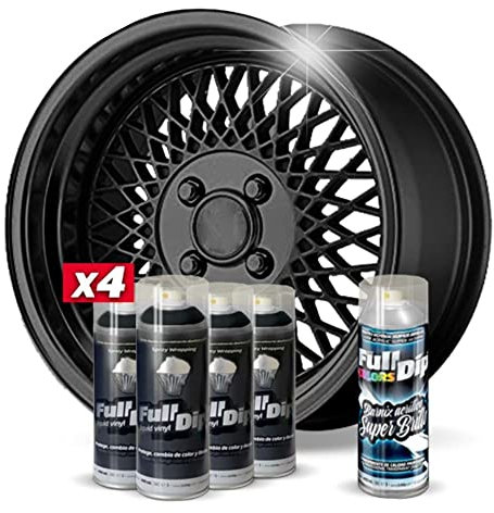 AutoFullCar Pack 4 Sprays Vinyle Liquide Full Dip Noir MÉTALLISÉ Brillant