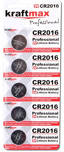 kraftmax 5er Pack CR2016 Lithium Hochleistungs- Batterie / 3V Knopfzelle für professionelle Anwendungen - Neuste Generation