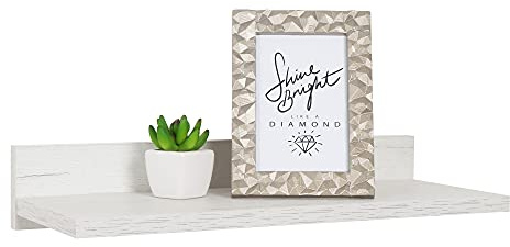 RICOO Wandregal 45 x 8 x 19 Eiche weiß Spanplatte aus Holz Hängereral WM056-EP Regal Wand Bücherregal Bilderregal Fotoregal Küchenregal Hängend Wandboard Regalbrett Schweberegal