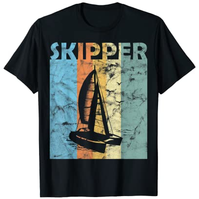 Skipper Segeln Regatta Bootsführer Kapitän Vintage Retro T-Shirt