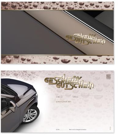 GESCHENKGUTSCHEINcom by POS-HAUER. 100 Gutscheine. Geschenkgutscheine für Autopflege Autowaschstraße KFZ-Wäsche.