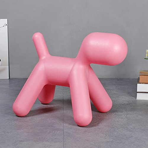 W&X Plastik Niedlicher Tier Welpenstuhl,Kreativer Hund Niedrig Polsterhocker,Cartoon Sitzpuff Für Schlafzimmer Wohnzimmer Eingang Kinder Geschenk-Rosa 56x35x46cm(22x14x18inch)