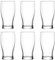 Tradineur - Set de 6 vasos de cerveza Belek, cristal con base gruesa, resistentes, aptos para lavavajillas, bebidas, refrescos, 13,7 x 6,9 cm, 380 ml