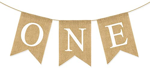 Ein Banner zum ersten Geburtstag, Jute-Banner, ein Hochstuhl-Wimpelkette, Banner, Happy Birthday, für Jungen oder Mädchen, Baby, zum ersten Geburtstag, Dekoration zum 1. Geburtstag