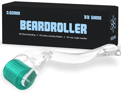 AURA Monaco | BB Shine Bartroller 0,5mm – Microneedling Roller mit 192 Echten Nadeln aus Edelstahl – Für Bartwuchs, Haarausfall & Hautregeneration – Wiederverwendbar