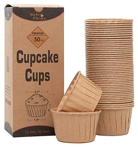 Bake Choice Pirottini da Forno 50 pezzi per Cupcake in Carta Pergamena Resistente,Monouso,Antiaderenti,Grado per Uso Alimentare,Diametro 5 cm,Ideale per Muffin,Dolci,per Festa Compleanno