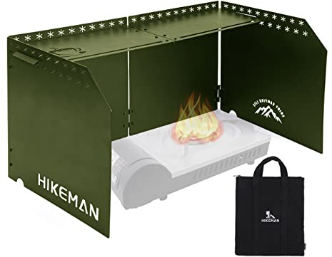HIKEMAN Faltbarer Windschutz Campingkocher - Gaskocher Windschutzscheibe Outdoor Campingkocher Windschutzscheibe Windblockade für Camping Picknick BBQ