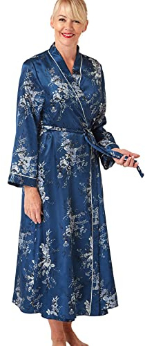 Marlon Women's Vara Piped Floral Printed Satin Long Robe Robe (pack of 1)