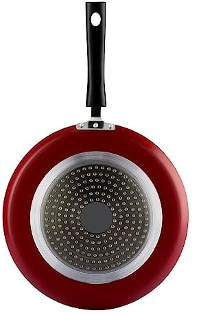 Optimal Products NonStick Induction Metal Concave Dosa Roti Naan Tawa Red Black 4mm Thick Fry Pan Crepe Pancake (28cm Dosa Tawa Induction)