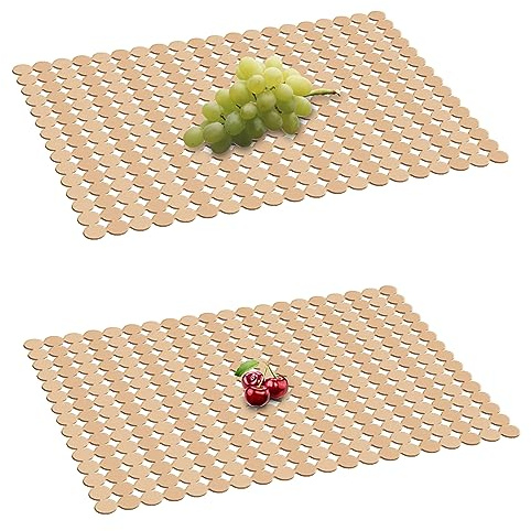 Qulable Spülbeckenmatten für Edelstahl- und Keramikspülen, umweltfreundliche PVC-Schutzmatten für den Spülbeckenboden, zuschneidbar, schnell ablaufend, Punktmuster, 2er-Pack, 30 x 40 cm (Weizenfarben)