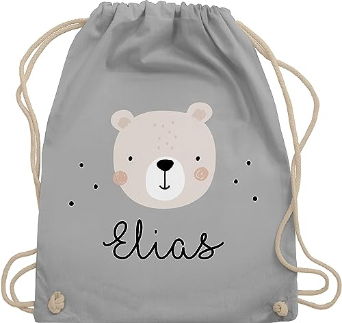 Turnbeutel Rucksack - Süßer Heller Bär Bärenmotiv Bären Bear - Unisize - Hellgrau - personalisierter beutel kinder kindergarten wechselbeutel teddy bärchen umhängebeutel
