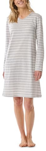 Schiesser Damen Nachthemd langarm weiche Baumwolle Bigshirt mit Taschen - Nightwear