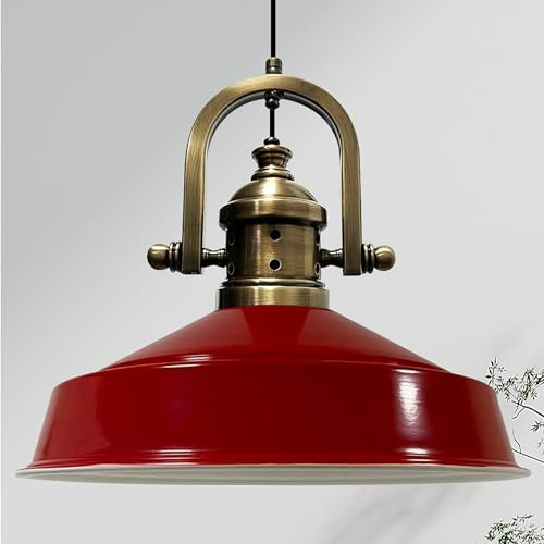 bamyum Asletl-Marine Hängelampe Industrial Vintage Ø41 cm, Küchenlampe Hängend Esstisch, Wohnzimmerlampe, Pendelleuchte Rot Metall
