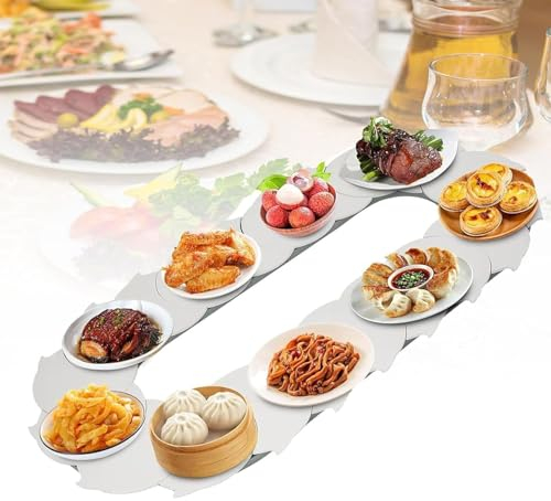Plattentabelle Spin -Esstisch rotierendes Plattenspieler -Lebensmittel -Servierzug Sushi -Zug für rechteckige lange und längliche Tische Partys und Versammlungen, kostenlose Einstellung,1.6M/5.25ft