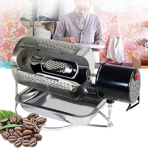 Kaffeebohnenröster, elektrischer Kaffeeröster, Edelstahl-Tablett, sichtbares Fenster, niedriges Dezibel, perfekt für Zuhause und Restaurant, 250 g Kapazität
