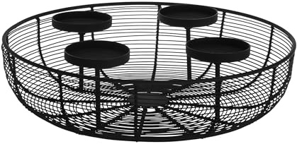 EGLO LIVING Adventskranz Hagony, Kerzenhalter Gestell für 4 Adventskerzen | Advent Kerzenständer für Stumpenkerzen, Tischdeko Weihnachten aus Metall in Schwarz, ⌀ 36 cm