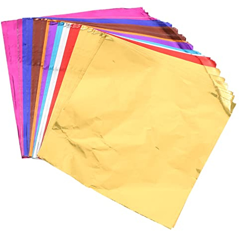 ABOOFAN 200 Piezas Papel De Aluminio Envoltorio De Bombones Papel De Regalo para Dulces De Fiesta Envoltorios De para Confitería Chocolate Costra De Azúcar