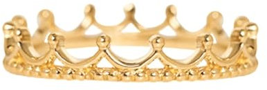 Wycian Verlobungsring Vintage, Eheringe 18K Gelbgold Krone Größe 52 (16.6) Npassbar Für Geburtstag Freundschaftsringe Beste Freundinnen