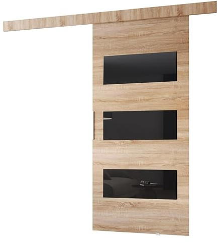 MINIO go for it - Schiebetür Komplettset CLEAN E, 76 cm Breit, Schiebetüren, Wandmontage, Schiebetürsystem, Zimmertüren - Sonoma Eiche