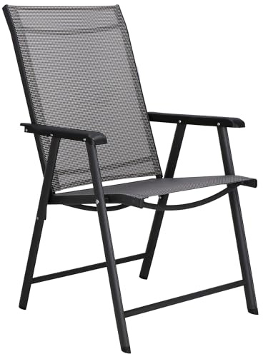 SPRINGOS Gartenstuhl mit Armlehnen 49x49x96 cm – Klappbarer Balkonstuhl, Wasserfester Terrassenstuhl aus Metall & Textilene, Platzsparender Klappstuhl für Garten