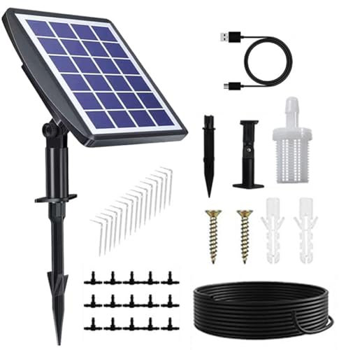 LYEAA Solar Powered Automatic Drip Irrigation System Kit with Timer Indoor Outdoor Intelligent Garden flower watering machine Intelligent