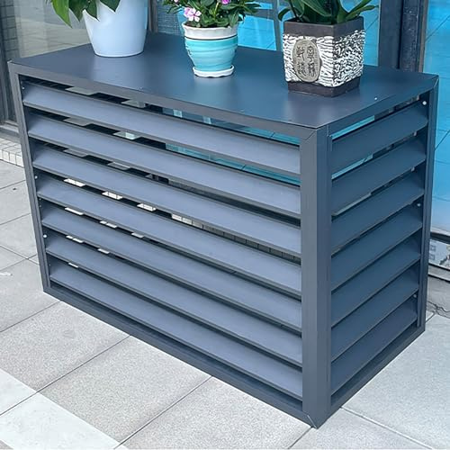 Outdoor Air Conditioner Cover For Outside Units, Aluminum All Weather Protective Cover, Outdoor Trash Can Enclosure Freestanding Privacy Screen Fence Panels AC Unit Cover Flower Stand ( Color : Grey ,