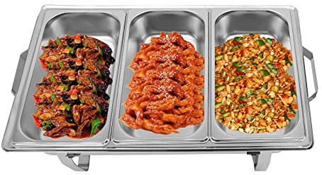 8/8,5/9L Chafing Dish matvärmare rostfritt stål varmhållningsbehållare lockhållare & matbehållare matvärmare rechaud för catering, buffé och fest (8 l, tredje)