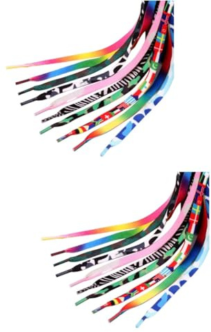 CALLARON 40pièces Lacets Garçon Fille Colorés Corde Tressée Lacets à Imprimé Arc-ciel Couleurs Aléatoires Pour Chaussures Casual Et Sportives