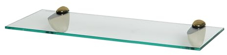 Harbour Housewares Schwebendes Badezimmerregal aus Glas - 50cm - Klar/Gold - 1x Wandmontage Küche Schlafzimmer Dusche Zimmer Dekor Caddie Handtuch Lagerung Veranstalter Regale Gestell mit Klammern