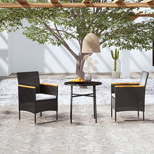Xichuzi 3-TLG. Garten-Essgruppe Poly Rattan Schwarz, Esstisch Mit Stühlen Set, Gartenmöbel Sitzgruppe, Balkon Möbel, Gartenlounge Set, Terrassenmöbel, Balkonmöbel Set - 3098025
