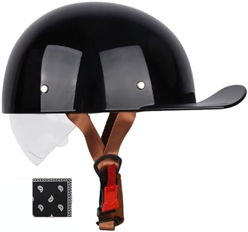 Classic Casco Da Moto Jet, Portatile Mezzi Caschi Retrò Casco Scodella Moto Caschi Cromwell, Casco Moto Jet Omologato DOT/ECE, Casco Di Sicurezza Per Donna E Uomo Adulto 3,M=57-58CM