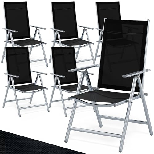 Casaria® Gartenstühle 6er Set Hochlehner Klappbar 8-Fach Verstellbar Camping Stuhl Aluminium Wetterfest Klappstuhl 120kg Belastbarkeit Garten Balkon