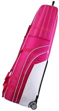 L6NqIAG Carry Golfschläger-Tragetasche, robuste Golf-Reisetaschen for Flugreisen, gepolsterte Golfschläger-Reisetasche aus Nylon mit 2 Rädern Golfschlägertasche(Pink)