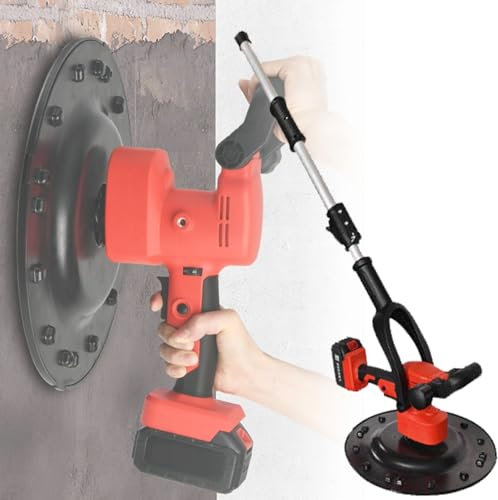 Frattazzatrice Elettrica per Malta Muratore, 1680W Lucidatrice per Malta Cementizia Concrete Industriale Frattazzo Elettrico 6 Velocità Regolabili Levigatrice,22500mABatteries*1-WithTelescopicRod