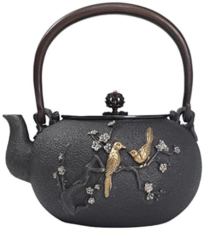 Teiera in ghisa – Bollitore tradizionale da 1,3 l, struttura in ferro resistente, ideale per la preparazione di tè caldo, autentico design giapponese, perfetta per uso domestico o regalo.